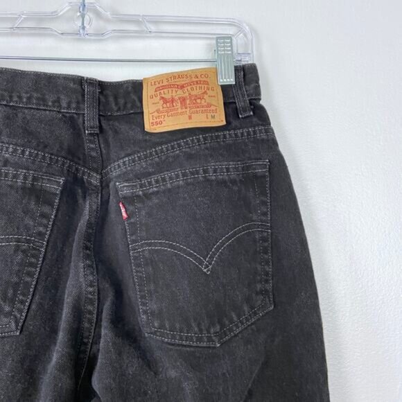 Levi's 550 Relaxed Fit Tapered Leg Jeans Black Cotton 90s '99 Y2k Vintage Sz 12 - Picture 8 of 12